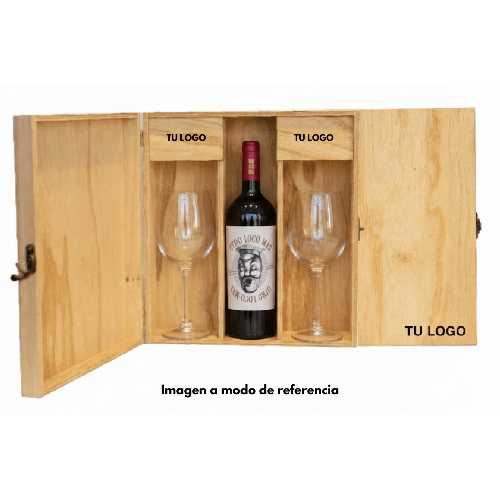 Estuche de madera: 1 VINO + 2 COPAS — foto 3